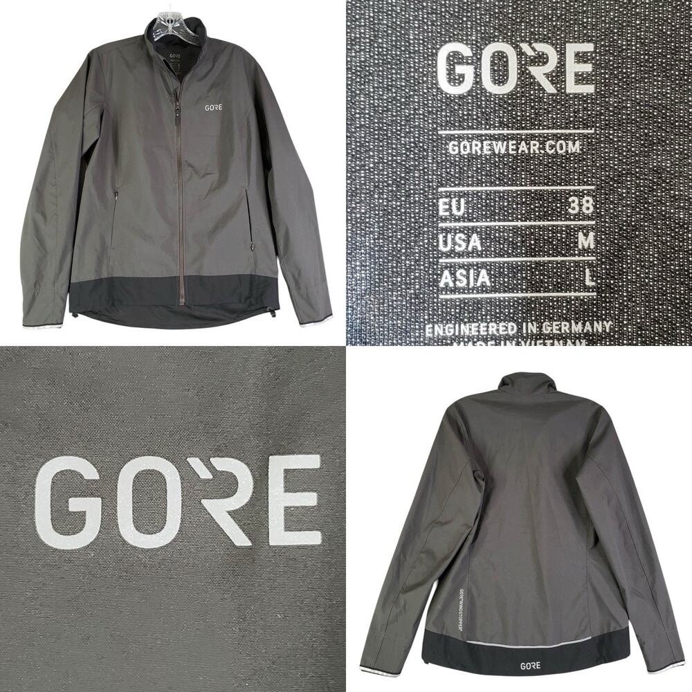 Gore Bike Wear Jacket Mens Medium Windstopper Windbreaker Zip Black Gray